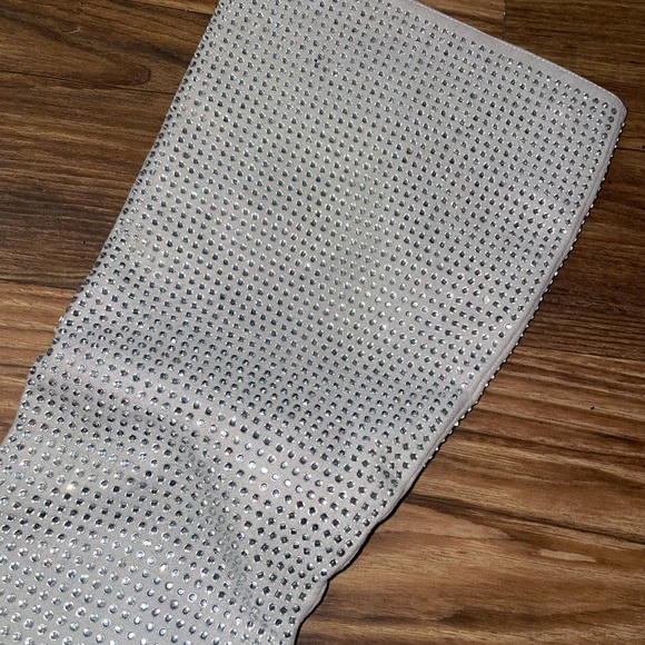 Shoe Dazzle Silver Crystal Kneecap Boots - Picture 8 of 9